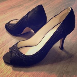 Black peep toe heels